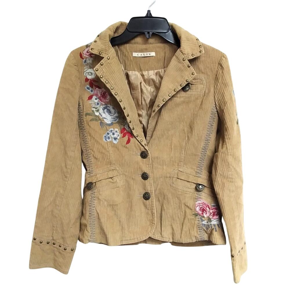 Calix Floral Embroidered Corduroy Jacket – Cottagecore Western Vibes S